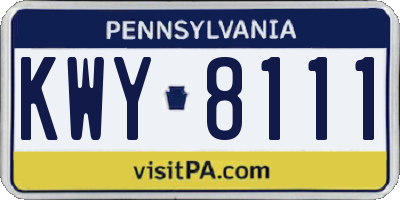 PA license plate KWY8111