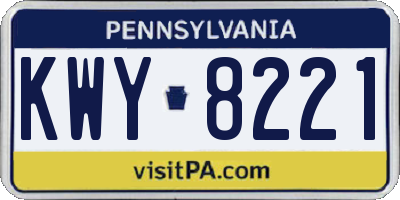 PA license plate KWY8221