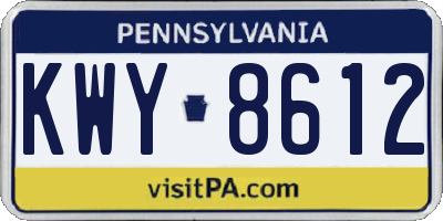 PA license plate KWY8612