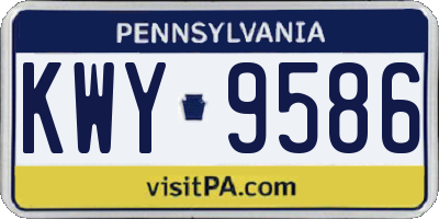 PA license plate KWY9586