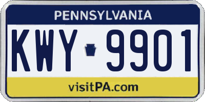 PA license plate KWY9901