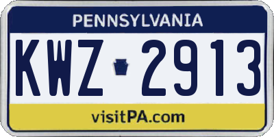 PA license plate KWZ2913