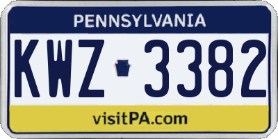 PA license plate KWZ3382