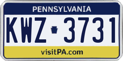 PA license plate KWZ3731