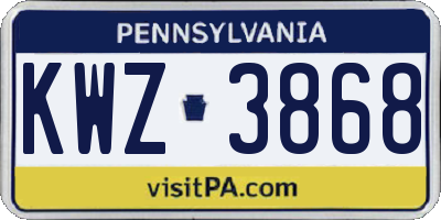 PA license plate KWZ3868
