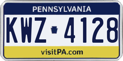 PA license plate KWZ4128