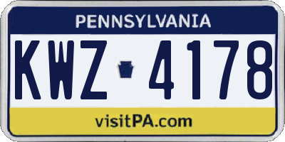 PA license plate KWZ4178