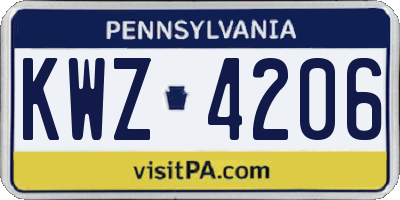 PA license plate KWZ4206