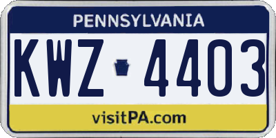 PA license plate KWZ4403
