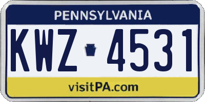 PA license plate KWZ4531