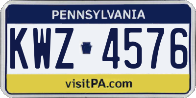 PA license plate KWZ4576