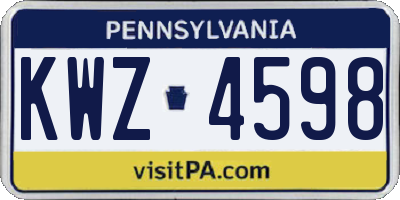 PA license plate KWZ4598