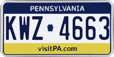 PA license plate KWZ4663