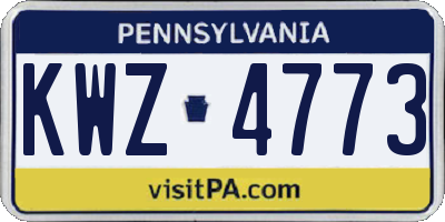 PA license plate KWZ4773