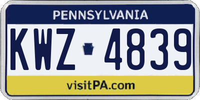 PA license plate KWZ4839
