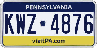 PA license plate KWZ4876
