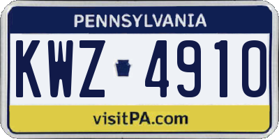 PA license plate KWZ4910