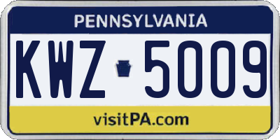 PA license plate KWZ5009