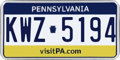 PA license plate KWZ5194