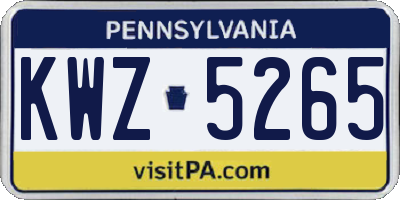 PA license plate KWZ5265