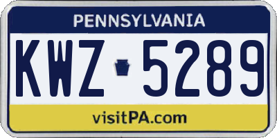 PA license plate KWZ5289