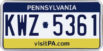 PA license plate KWZ5361