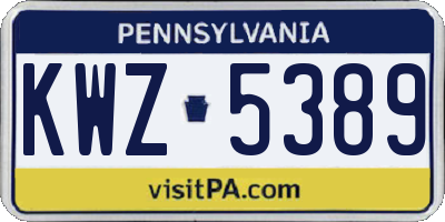 PA license plate KWZ5389