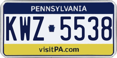 PA license plate KWZ5538