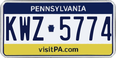 PA license plate KWZ5774