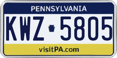 PA license plate KWZ5805