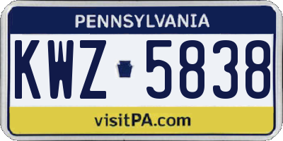 PA license plate KWZ5838