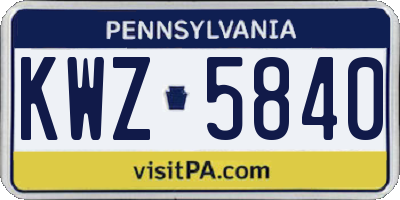 PA license plate KWZ5840