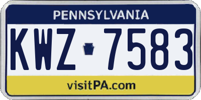 PA license plate KWZ7583