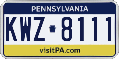 PA license plate KWZ8111