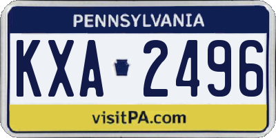 PA license plate KXA2496