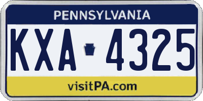 PA license plate KXA4325