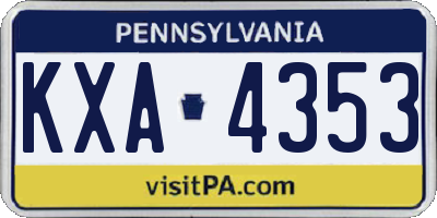PA license plate KXA4353