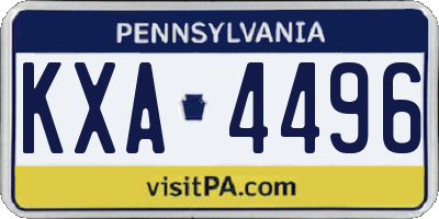 PA license plate KXA4496
