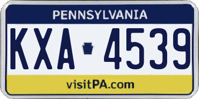 PA license plate KXA4539