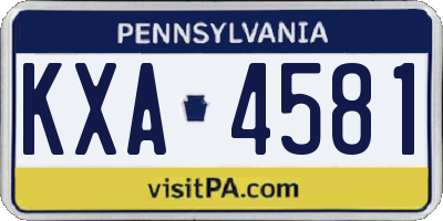 PA license plate KXA4581