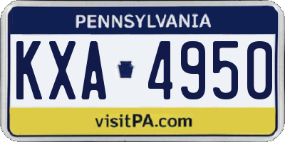 PA license plate KXA4950