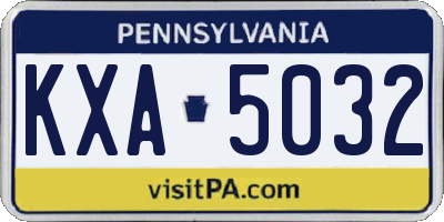 PA license plate KXA5032