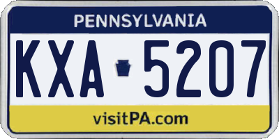 PA license plate KXA5207