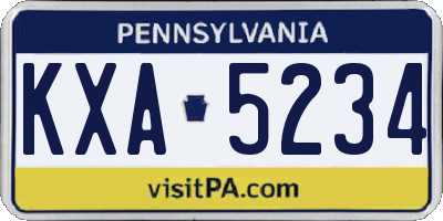 PA license plate KXA5234