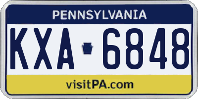 PA license plate KXA6848