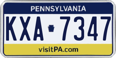 PA license plate KXA7347