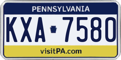 PA license plate KXA7580