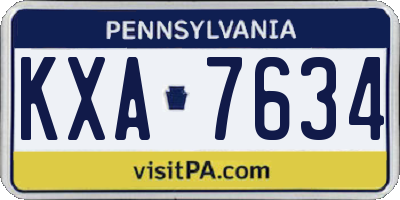 PA license plate KXA7634