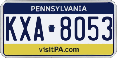 PA license plate KXA8053