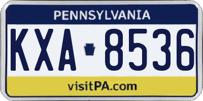 PA license plate KXA8536